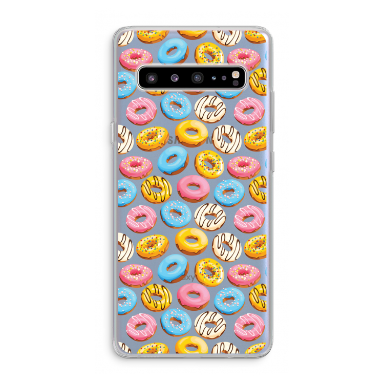 CaseCompany Pink donuts: Samsung Galaxy S10 5G Transparant Hoesje