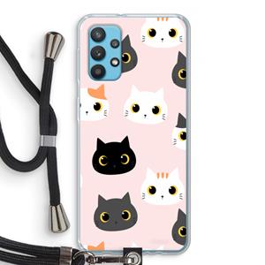 CaseCompany Katten: Samsung Galaxy A32 4G Transparant Hoesje met koord