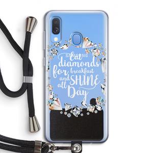 CaseCompany Diamonds: Samsung Galaxy A40 Transparant Hoesje met koord