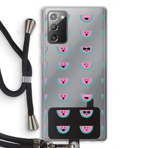 CaseCompany Smiley watermeloenprint: Samsung Galaxy Note 20 / Note 20 5G Transparant Hoesje met koord
