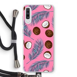 CaseCompany Kokosnoot roze: Samsung Galaxy A70 Transparant Hoesje met koord