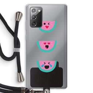CaseCompany Smiley watermeloen: Samsung Galaxy Note 20 / Note 20 5G Transparant Hoesje met koord