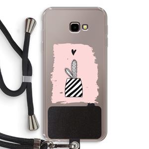 CaseCompany Zwart-wit cactus: Samsung Galaxy J4 Plus Transparant Hoesje met koord