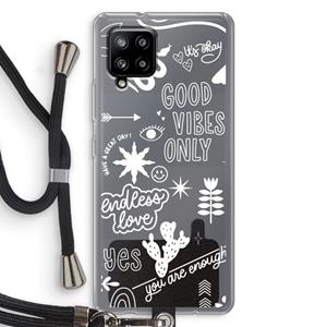 CaseCompany Good vibes: Samsung Galaxy A42 5G Transparant Hoesje met koord