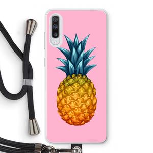 CaseCompany Grote ananas: Samsung Galaxy A70 Transparant Hoesje met koord