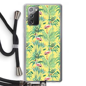 CaseCompany Flamingo party: Samsung Galaxy Note 20 / Note 20 5G Transparant Hoesje met koord