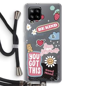 CaseCompany Positivity: Samsung Galaxy A42 5G Transparant Hoesje met koord