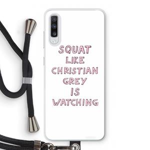 CaseCompany Christian Grey: Samsung Galaxy A70 Transparant Hoesje met koord
