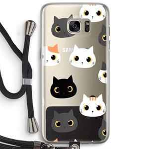 CaseCompany Katten: Samsung Galaxy S7 Edge Transparant Hoesje met koord