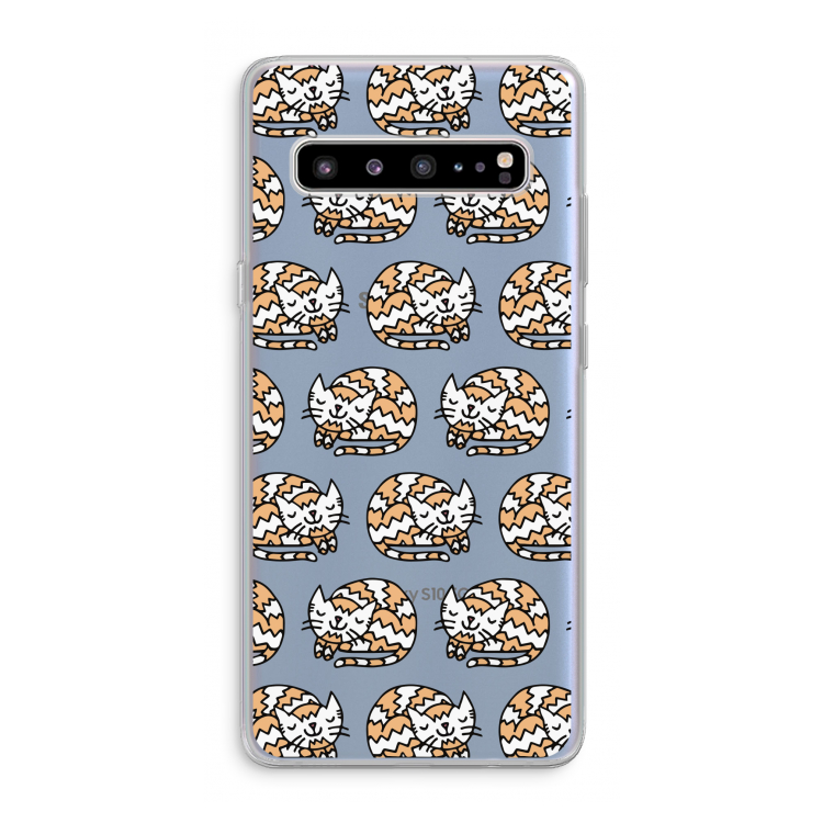 CaseCompany Slapende poes: Samsung Galaxy S10 5G Transparant Hoesje