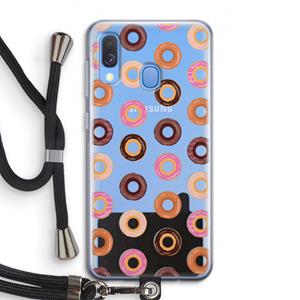 CaseCompany Donuts: Samsung Galaxy A40 Transparant Hoesje met koord
