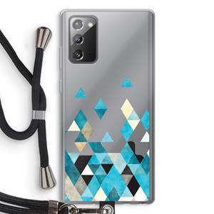 CaseCompany Gekleurde driehoekjes blauw: Samsung Galaxy Note 20 / Note 20 5G Transparant Hoesje met koord