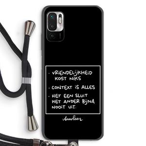 CaseCompany Mijn Motto's: Xiaomi Redmi Note 10 5G Transparant Hoesje met koord