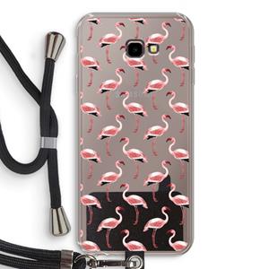 CaseCompany Flamingoprint groen: Samsung Galaxy J4 Plus Transparant Hoesje met koord