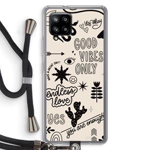 CaseCompany Good vibes: Samsung Galaxy A42 5G Transparant Hoesje met koord