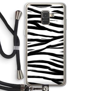 CaseCompany Zebra pattern: Samsung Galaxy A8 (2018) Transparant Hoesje met koord