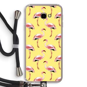 CaseCompany Flamingo's geel: Samsung Galaxy J4 Plus Transparant Hoesje met koord
