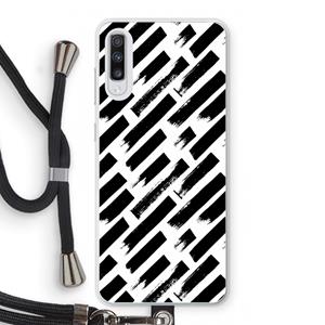 CaseCompany Zwarte vegen: Samsung Galaxy A70 Transparant Hoesje met koord