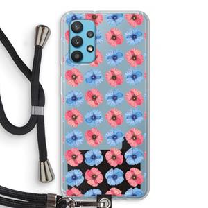 CaseCompany Klaproosjes: Samsung Galaxy A32 4G Transparant Hoesje met koord