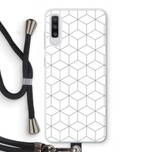 CaseCompany Zwart-witte kubussen: Samsung Galaxy A70 Transparant Hoesje met koord