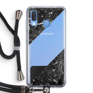 CaseCompany Zwart marmer: Samsung Galaxy A40 Transparant Hoesje met koord