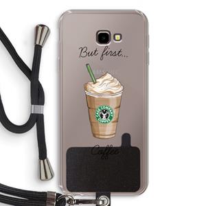 CaseCompany But first coffee: Samsung Galaxy J4 Plus Transparant Hoesje met koord