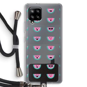 CaseCompany Smiley watermeloenprint: Samsung Galaxy A42 5G Transparant Hoesje met koord