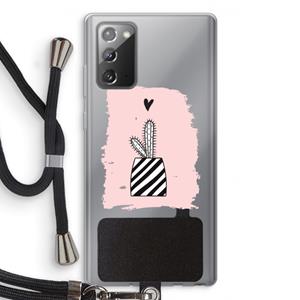 CaseCompany Zwart-wit cactus: Samsung Galaxy Note 20 / Note 20 5G Transparant Hoesje met koord