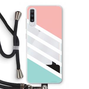 CaseCompany Strepen pastel: Samsung Galaxy A70 Transparant Hoesje met koord