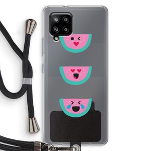 CaseCompany Smiley watermeloen: Samsung Galaxy A42 5G Transparant Hoesje met koord