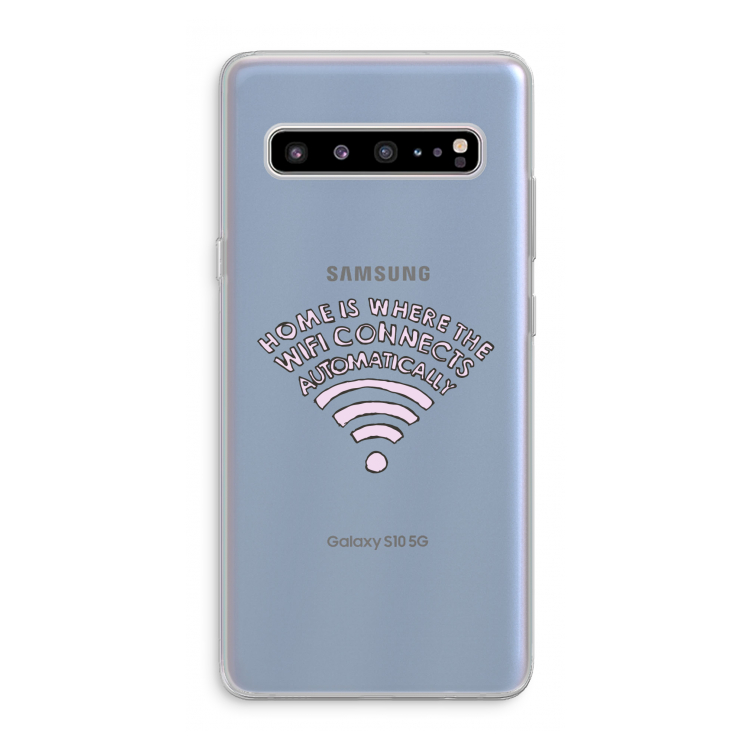 CaseCompany Home Is Where The Wifi Is: Samsung Galaxy S10 5G Transparant Hoesje