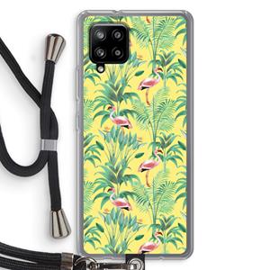 CaseCompany Flamingo party: Samsung Galaxy A42 5G Transparant Hoesje met koord