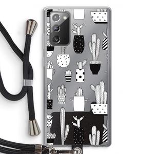 CaseCompany Cactusmotief: Samsung Galaxy Note 20 / Note 20 5G Transparant Hoesje met koord