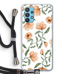 CaseCompany Peachy flowers: Samsung Galaxy A32 4G Transparant Hoesje met koord