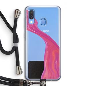 CaseCompany Paarse stroom: Samsung Galaxy A40 Transparant Hoesje met koord