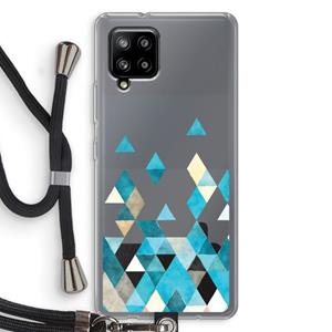 CaseCompany Gekleurde driehoekjes blauw: Samsung Galaxy A42 5G Transparant Hoesje met koord