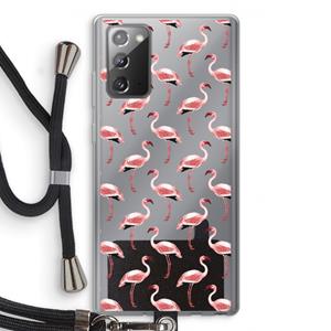 CaseCompany Flamingoprint groen: Samsung Galaxy Note 20 / Note 20 5G Transparant Hoesje met koord