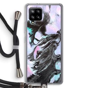 CaseCompany Pastel zwart: Samsung Galaxy A42 5G Transparant Hoesje met koord