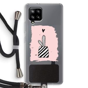 CaseCompany Zwart-wit cactus: Samsung Galaxy A42 5G Transparant Hoesje met koord