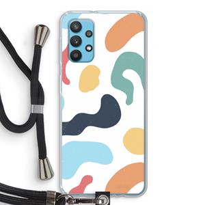 CaseCompany Memphis Shapes Blue: Samsung Galaxy A32 4G Transparant Hoesje met koord