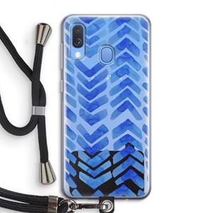 CaseCompany Blauwe pijlen: Samsung Galaxy A40 Transparant Hoesje met koord