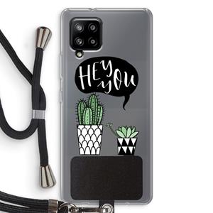 CaseCompany Hey you cactus: Samsung Galaxy A42 5G Transparant Hoesje met koord