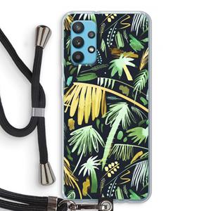 CaseCompany Tropical Palms Dark: Samsung Galaxy A32 4G Transparant Hoesje met koord