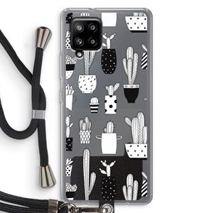 CaseCompany Cactusmotief: Samsung Galaxy A42 5G Transparant Hoesje met koord