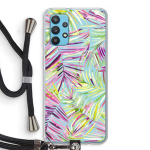 CaseCompany Tropical Palms Blue: Samsung Galaxy A32 4G Transparant Hoesje met koord