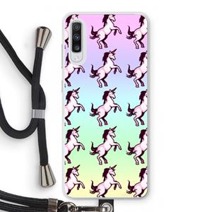 CaseCompany Musketon Unicorn: Samsung Galaxy A70 Transparant Hoesje met koord