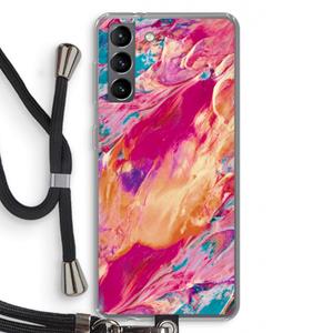 CaseCompany Pastel Echoes: Samsung Galaxy S21 Transparant Hoesje met koord