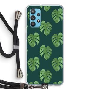 CaseCompany Monstera leaves: Samsung Galaxy A32 4G Transparant Hoesje met koord