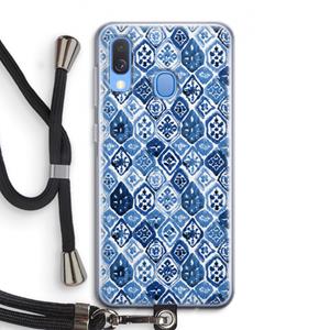 CaseCompany Blauw motief: Samsung Galaxy A40 Transparant Hoesje met koord