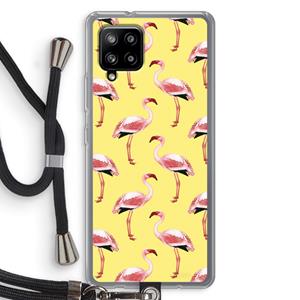 CaseCompany Flamingo's geel: Samsung Galaxy A42 5G Transparant Hoesje met koord